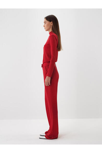 Xint Kadın Kırmızı Simli Düz Pantolon