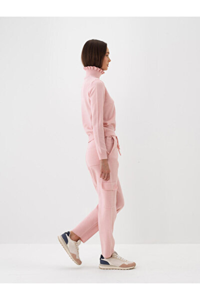 Xint Kadın Pembe Yünlü Balıkçı Yaka Düz Kazak