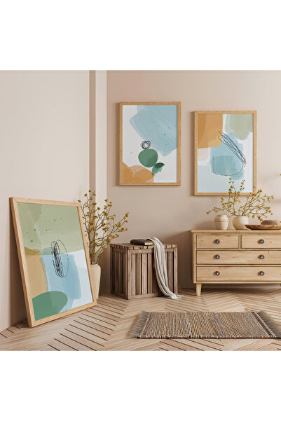 Zevahir Mobilya Dekorasyon Σετ Τριπλής Ξύλινης Ζωγραφικής Παστέλ Όνειρα με Ξύ...