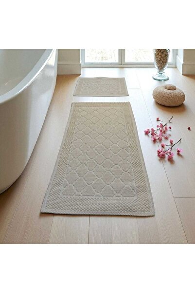 NikAr Home Bathroom Cotton Mat Set, Non-Slip Base, Stylish and Durable, Sizes 60X100 / 60X50