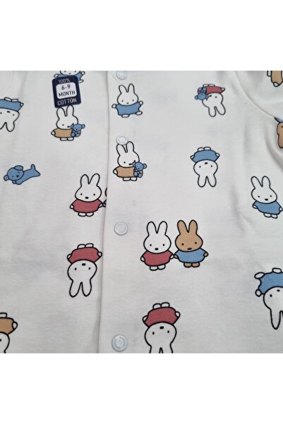 Uğur bebe %100 pamuk (6ay-24ay) Bebek Pijama Takımı – Önden Çıtçıtlı, Mavi Detaylı,Rahat Uyku Kıyafeti