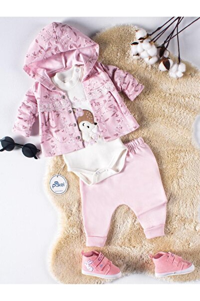 PAKEL Kız Bebek 3'lü Takım 0-6 Ay Pembe