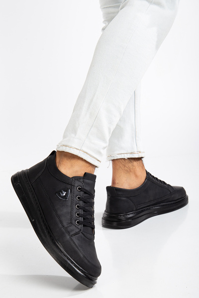 BY ERG SHOES Erkek Siyah Günlük Esnek Rahat Dikişli Hafif Poli Taban Yürüyüş Garantili Spor Ayakkabı