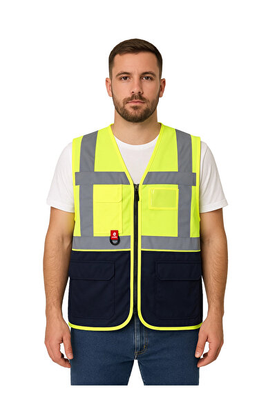 Armadillo سترة أمان العمل العاكسة التنفيذية من Abisko - رؤية عالية، جيوب متعددة، متينة وفعالة