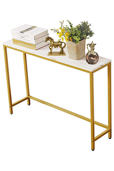 AGD Home Decor Console Table, Elegant Side Table for Entryway, Living Room, Office, Gold 100*30*80cm