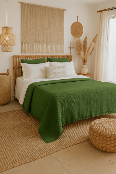 Bhoota Çift Kişilik Yatak Örtüsü Seti 4 Katlı Müslin 100% Organik Pamuk, Nefe...