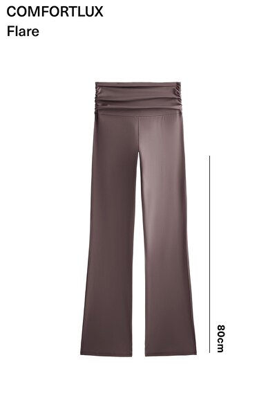 Oysho Comfortlux high rise beli büzgülü flare pantolon