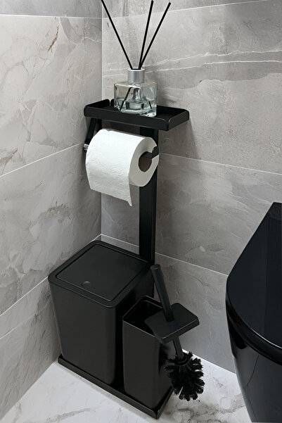 Egza طقم حمام 3 في 1، حامل مناديل تواليت، سلة مهملات ومجموعة فرشاة المرحاض