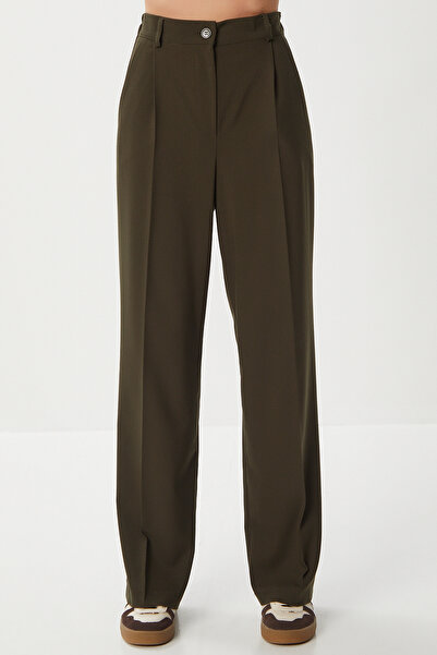 Lovelyİstanbul Pensli Pleated Polyviscose Trousers Lgp0021 Khaki