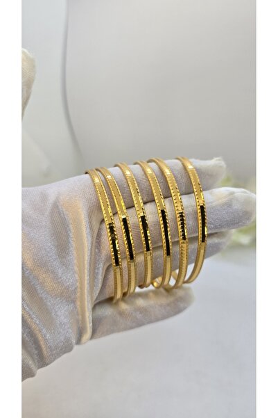 Constanza Exclusive 22 Ayar Altın Kaplama Özel Tasarım Ortası Şeritli Ajda Bilezik Lvd762 762