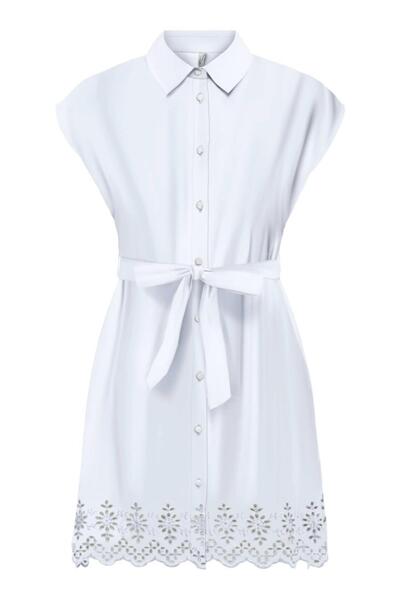 ONLY Rochie cămașă Onllou Life Emb S/s albă