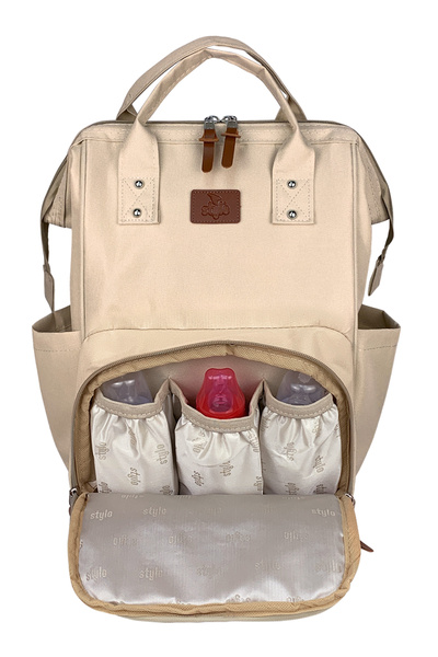 Stylo Star Anne Bebek Bakım Sırt Çantası Hediye Termos Çanta - Bej