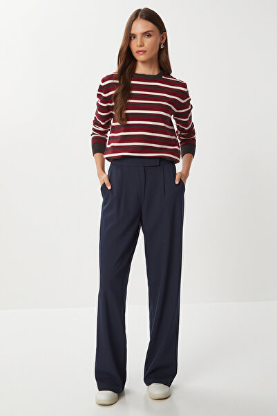 Lovelyİstanbul Velcro Polyviscon Palazzo Trousers Lgp0022 Dark Blue