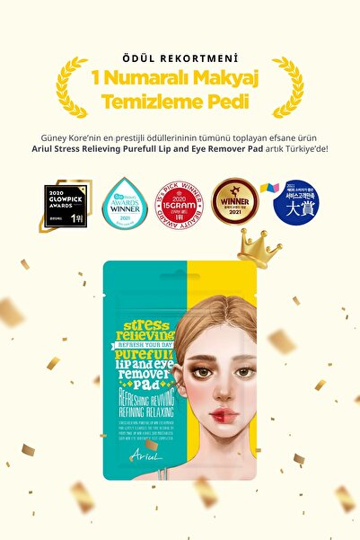 Ariul Stress Relieving Purefull Lip and Eye Remover 10 Pads-Cildi Kurutmayan Makyaj Arındırıcı Pamuk Ped