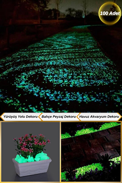 Hane Dostu 100 Adet Fosforlu Karanlıkta Işık Vererek Parlayan Dekoratif Çakıl...
