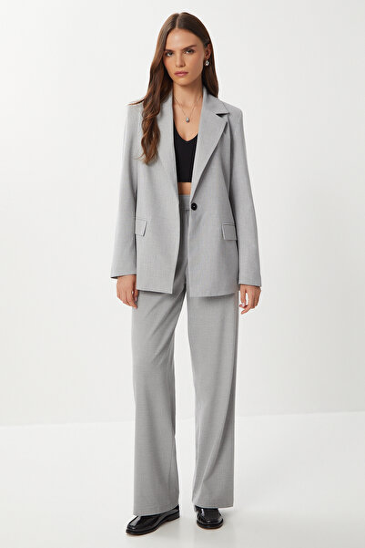 Lovelyİstanbul Velcro Polyviscon Palazzo Pants Lgp0022 Gray