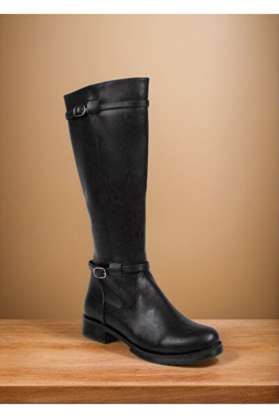 Mitto Kadın Siyah Cilt Günlük Suni Deri Çizme
