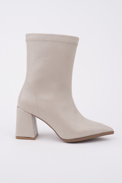 MUGGO CODİ Sivri Burun Kalın Topuklu Fermuarlı Kadın Bot