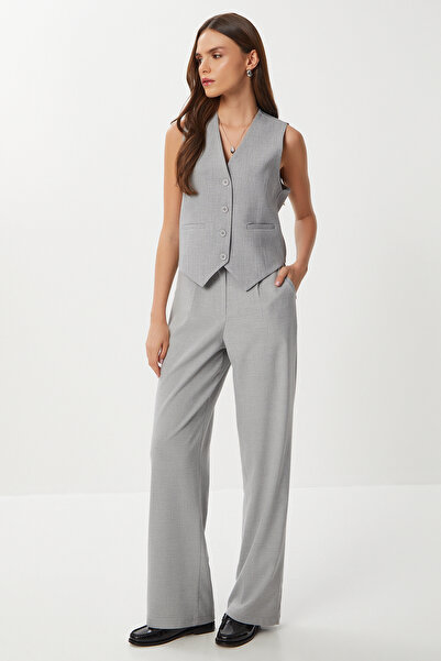 Lovelyİstanbul Velcro Polyviscon Palazzo Pants Lgp0022 Gray