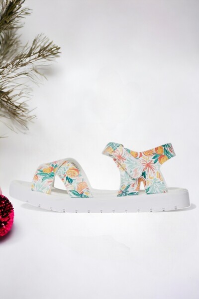 Ponchiq Παιδικά σανδάλια με πορτοκαλί σχέδιο