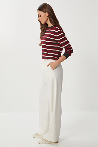 Lovelyİstanbul Pensli Pleated Polyviscose Trousers Lgp0021 Bone