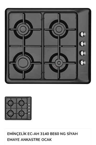 Eminçelik Ec-ah 3140 Be60 Ng Ankastre Gömmeli Siyah Emaye Ocak Sancak Alimer
