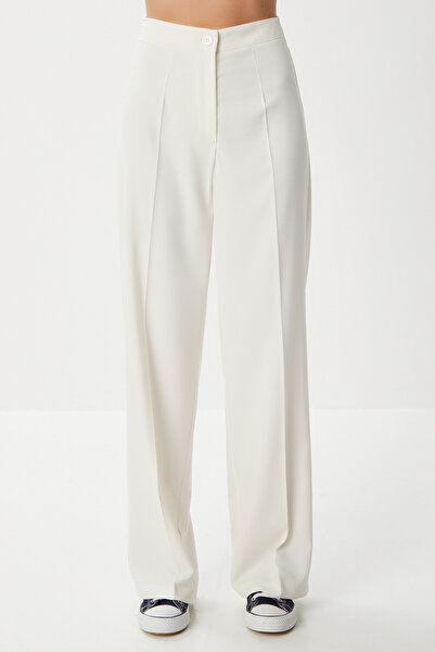 Lovelyİstanbul Dikişli Straight Poliviskon Pantolon LGP0023 KEMİK