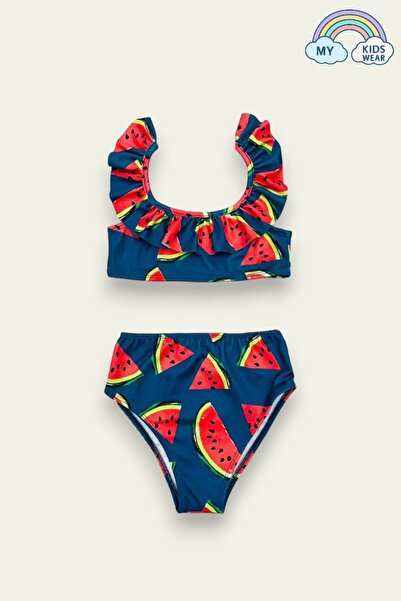 My Kids Wear Fırfırlı Baskılı Kız Çocuk Mayosu