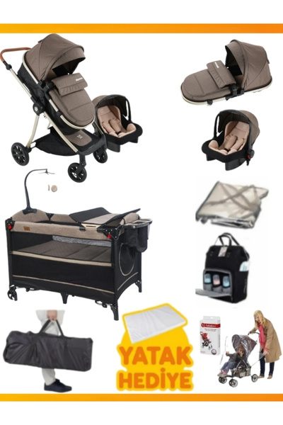 modabebekler Yeni Doğan Set 777 Travel Sistem Bebek Arabası Ve Premium Oyun P...