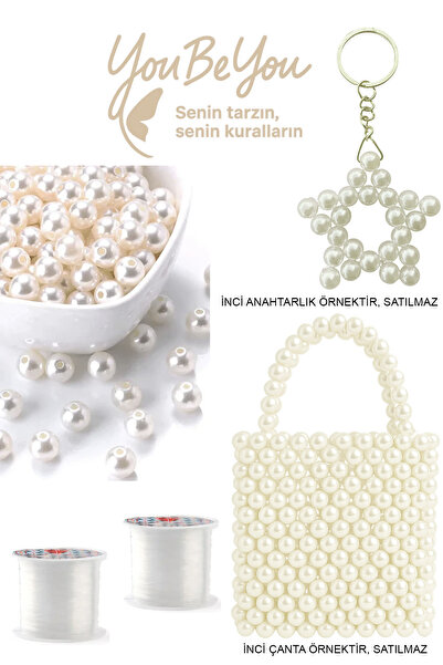 By MO Accessories Пластикові намистини кремового кольору 8 мм, 500 грамів