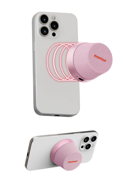 Momax 1-Vibe Go Magnetic Wireless Taşınabilir Gerçek Kablosuz Hoparlör (Pembe)
