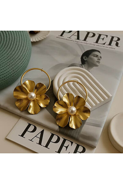 Luxiva أقراط مزينة بالزهور واللؤلؤ