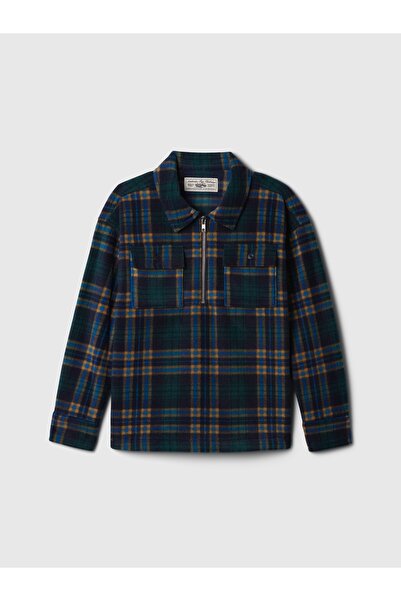 GAP Erkek Çocuk Koyu Mavi Yarım Fermuarlı Desenli Sweatshirt