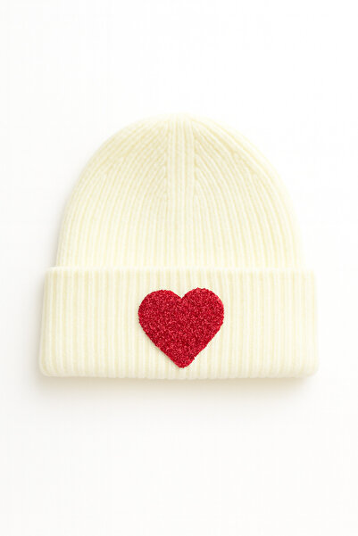 byebruketenci Kırmızı Simli Kalpli Krem Bere Hediye