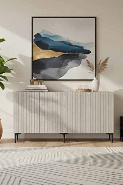 CENEYRA KA1513BT ZEYNEP150 KONSOL, TV SEHPASI BEYAZ-TRAVERTEN KAPAK 150cm