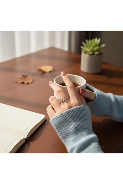 toptanhanem خاتم نسائي أنيق موديل فراشة مزدوجة - لون ذهبي |   تصميم أنيق قابل...