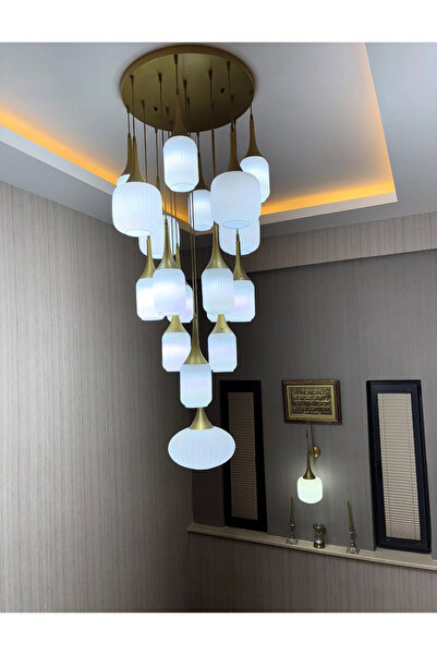 Beyaz Aydınlatma Galeri boşluğu sarkıt avize