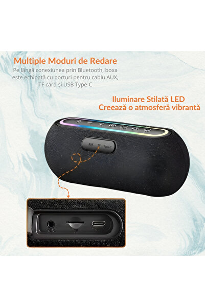 Zocmmi Boxă portabilă, Patato Plus X2, 60W, Bluetooth 5.3, EQ 2 moduri, Baterie 6000mAh, autonomie ~20h, RG