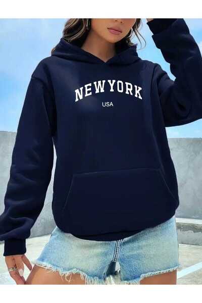 tkn your style Φούτερ με κουκούλα Unisex Newyork με σχέδιο εκτύπωσης Trend Ov...