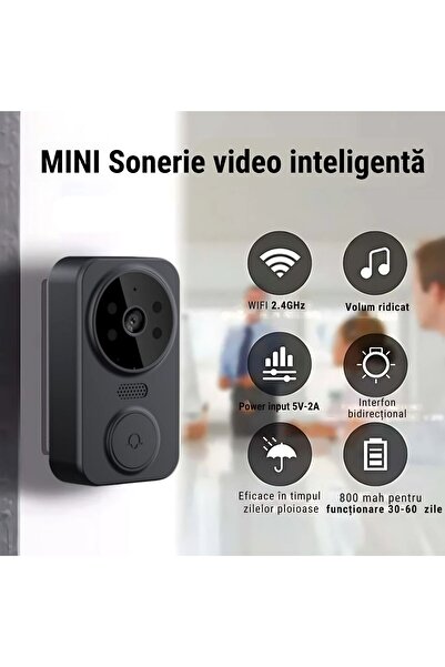 Zocmmi Sonerie video smart, wireless, 1080P, senzor de mișcare, comunicare bidirectionala, night vision