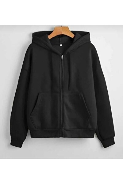 DEZZİİ 3-Piece Zippered Hooded Sweatshirt Cardigan Black Navy Gray