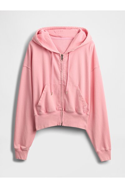 GAP Kadın Açık Pembe Heavyweight Fransız Havlu Kumaş Sweatshirt