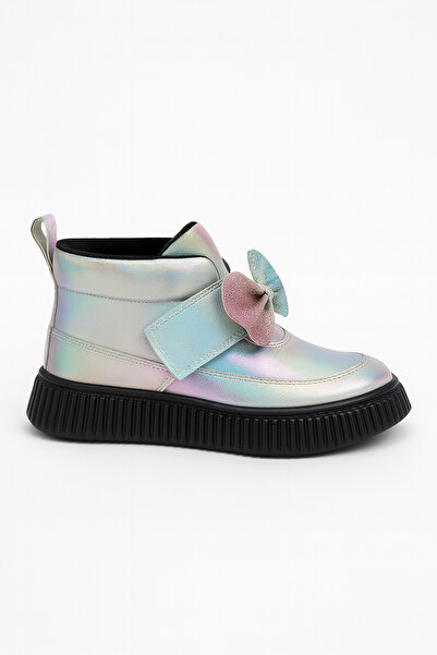 Zilvana Χειμερινές μπότες για κορίτσια σε γκρι χρώμα με λεπτομέρεια με φιόγκο με βέλκρο