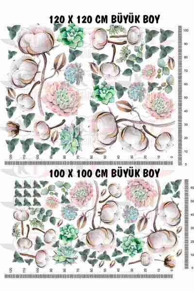 Kt Grup Botanik Sulu Boya Çiçekler Büyük Boy Duvar Sticker Seti