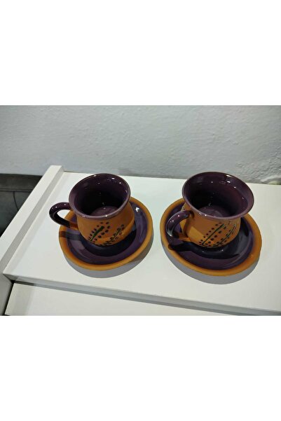 Bybaykuş Handmade Cup Set with Lavender Pattern