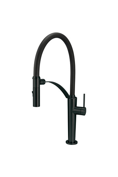 DEANTE CORDA Siyah Renk 2 Akışlı Esnek Başlıklı, Su Tasarruflu Mutfak Bataryası