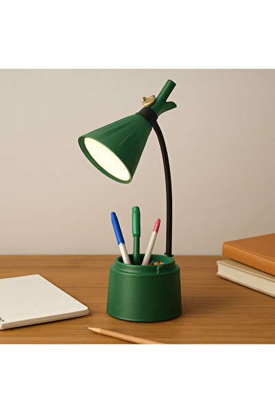 Livava Dokunmatik Masa Lambası Ve Kalemlik, Yeşil, 16x40