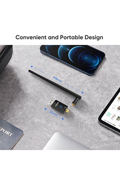 EDUP Dual USB Adapter EDUP, WiFi 6 and Bluetooth 5.3, Compatible with Windows 10/11, Dual Band 2.4G/5GHz,