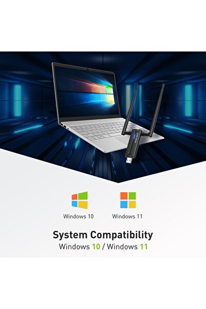 EDUP Adaptor USB Wi-Fi 6E EDUP, tri-band, compatibil Win 11, MU-MIMO, OFDMA, 3000Mbps, negru