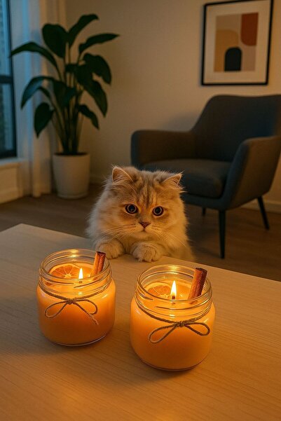 Likya Aromaterapi El Yapımı Doğal Mum 330 gr | Portakal, Tarçın, Sandal Ağacı...